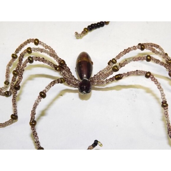 Handmade Beaded Spider Ornaments Set 7 Decor Figurines Beads Stones Ooak Bag7B - Picture 6 of 16